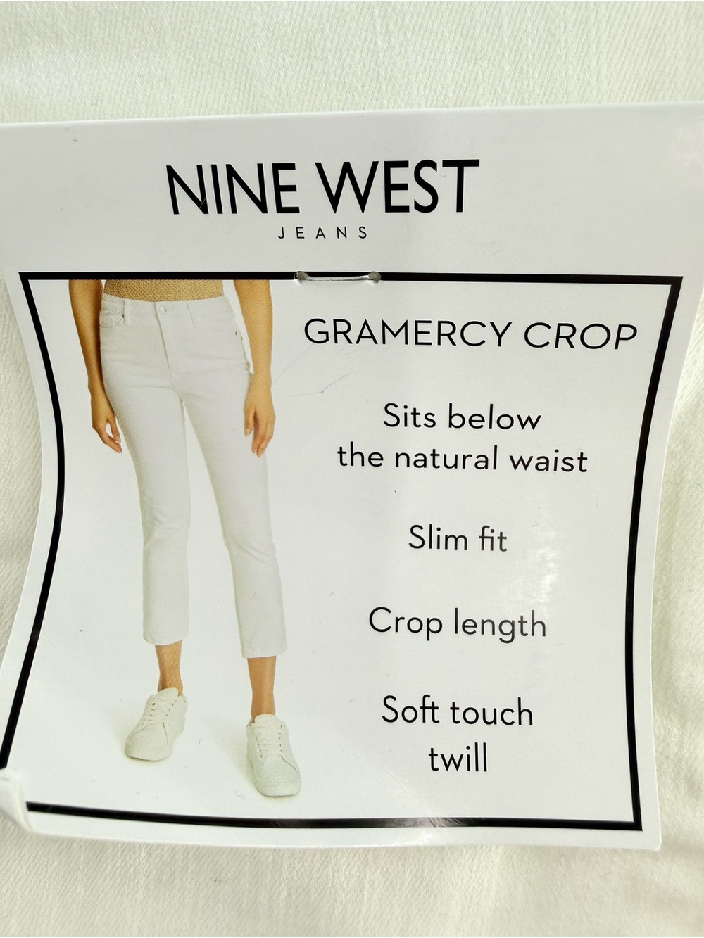 NWT Nine West Gramercy Crop Straight Slim Jeans White  Size 12 - Picture 7 of 11